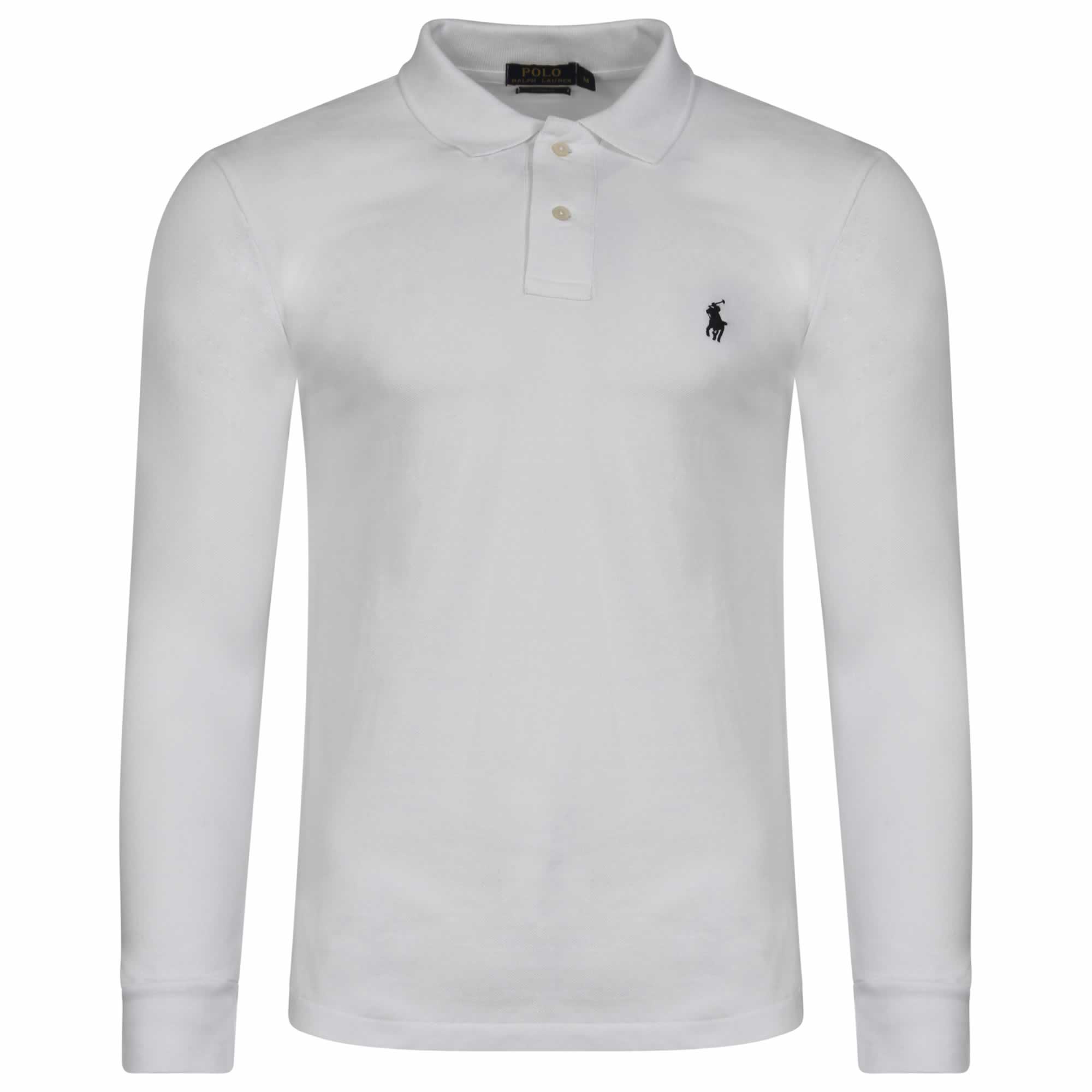 Ralph Lauren Long Sleeve Polo Shirt. Custom Fit in White - INTOTO7 Menswear