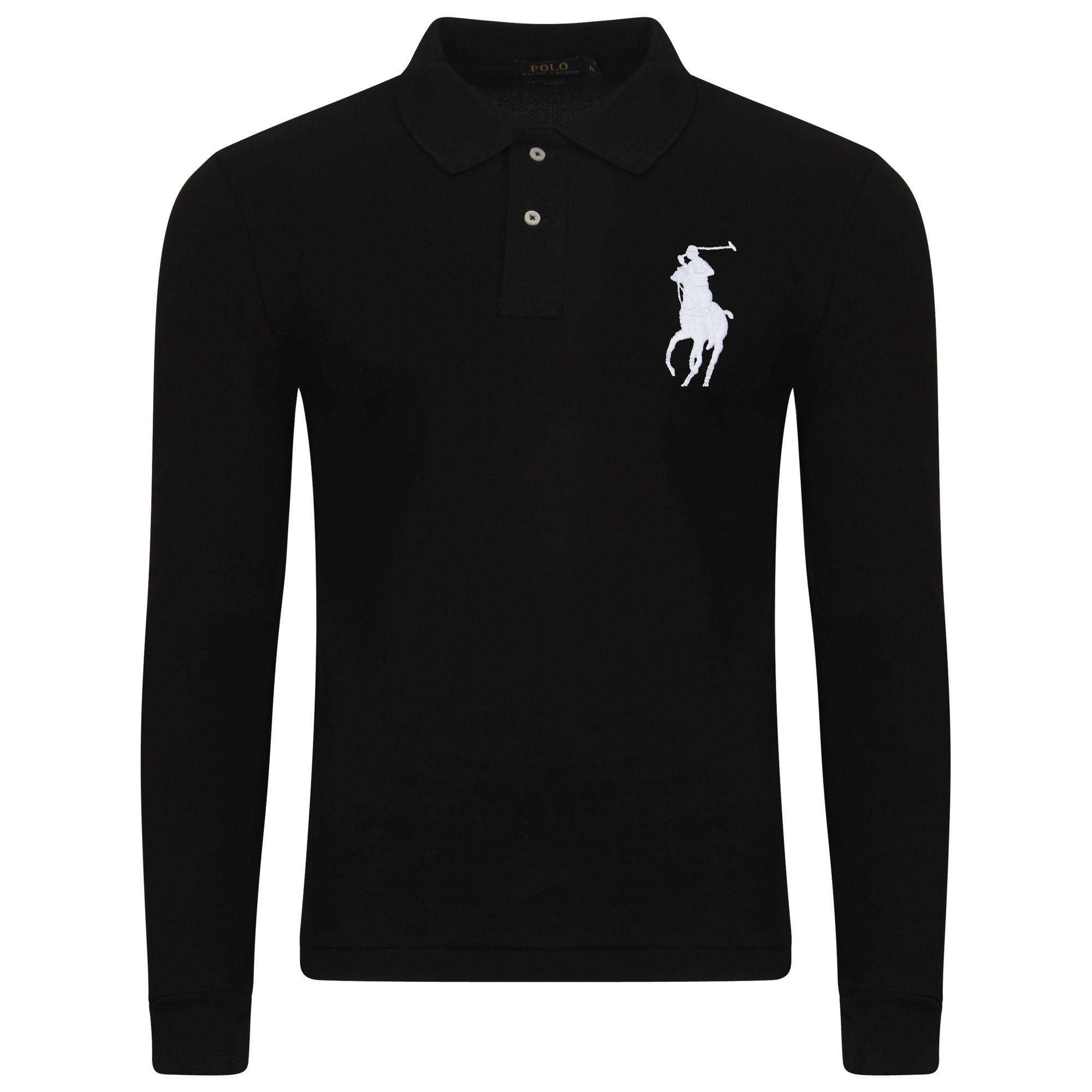 Ralph Lauren Long Sleeve Big Pony. Polo Shirt. Custom Fit in Black ...
