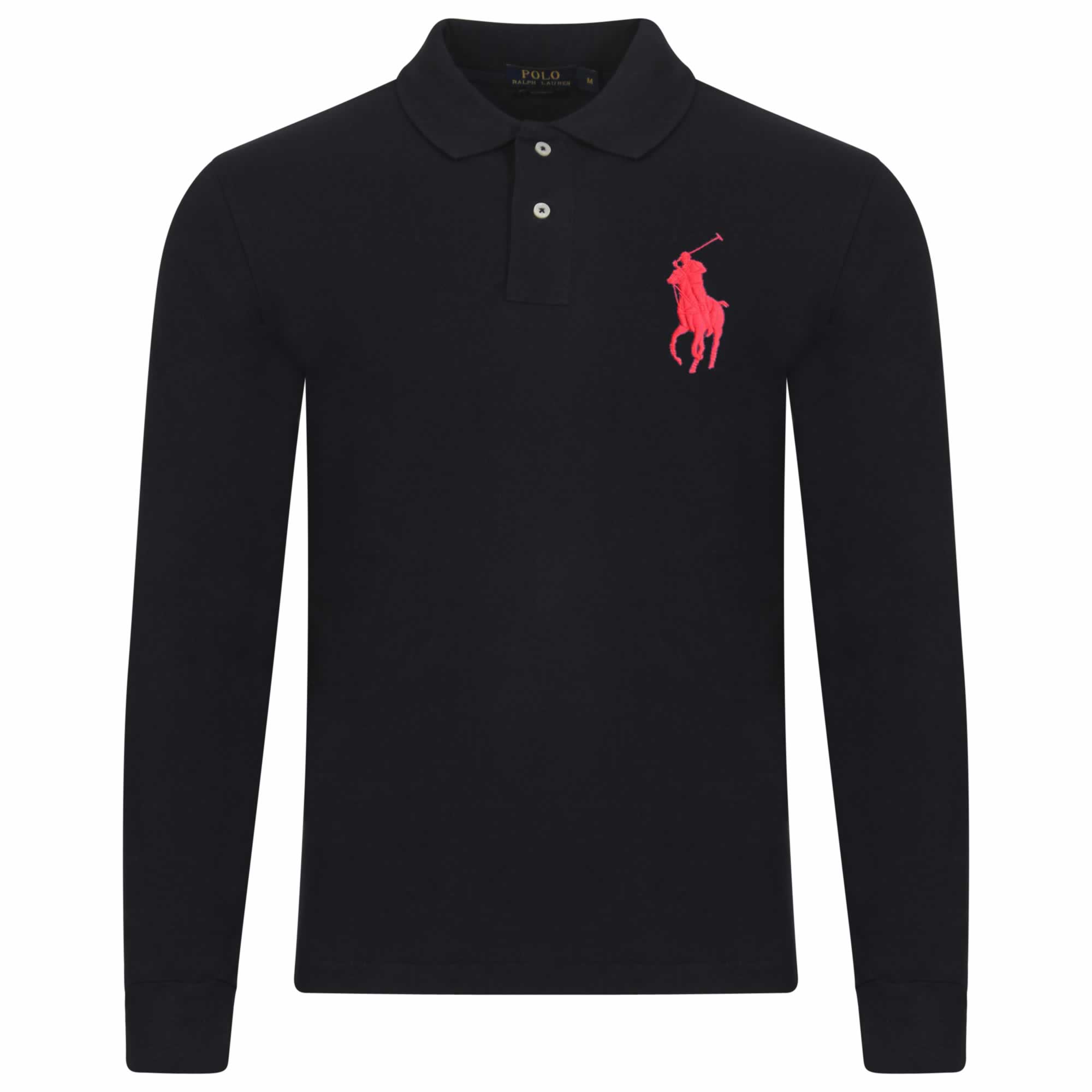 Ralph Lauren Long Sleeve Big Pony. Polo Shirt. Custom Fit in Navy Blue ...