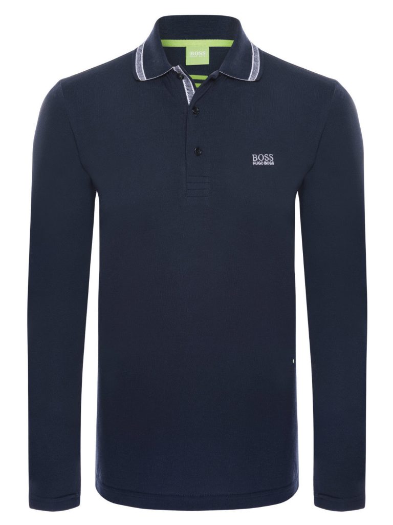 Hugo Boss Paddy Pro. Long Sleeve Polo Shirt. Modern Fit in Navy Blue ...