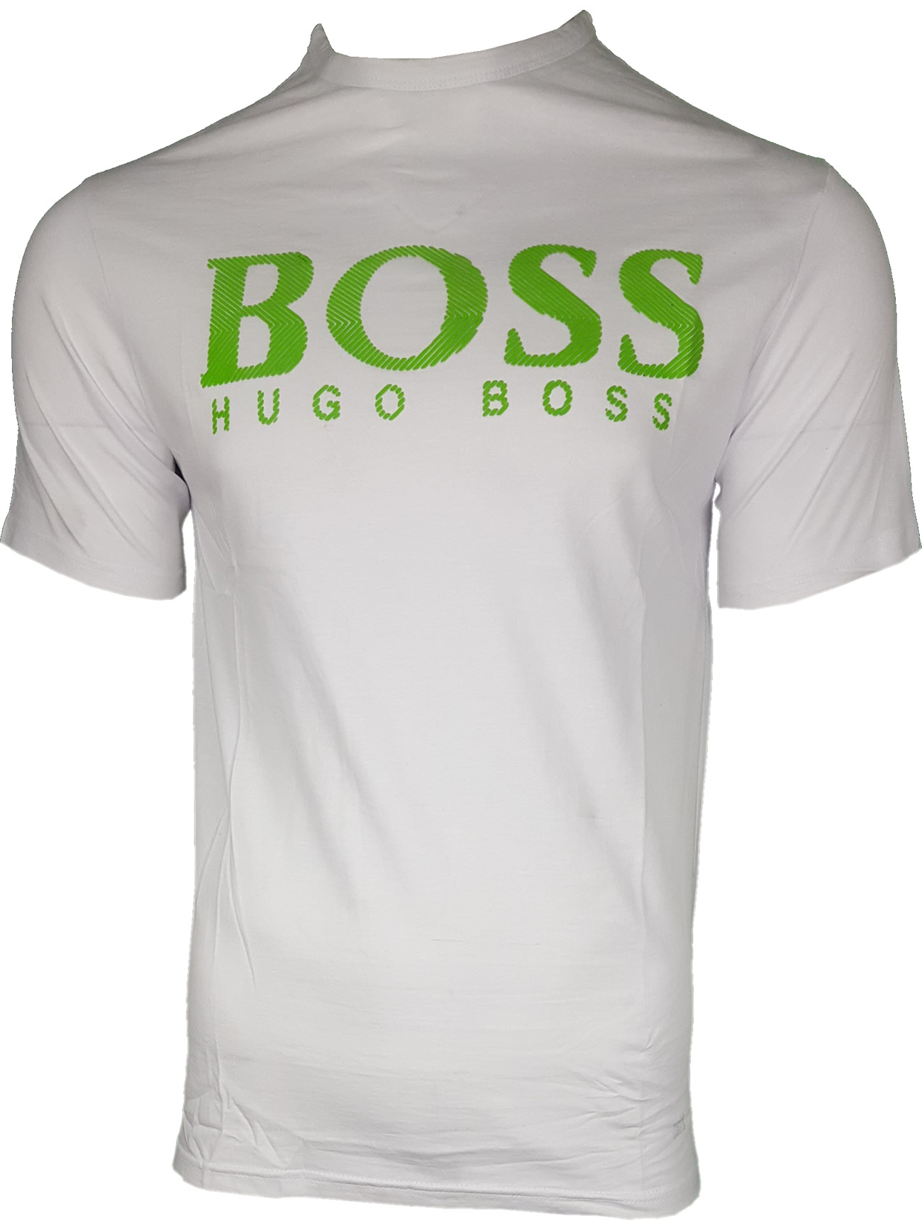 Hugo Boss Rubber Chest Print. Short Sleeve Crew T-Shirt in White-Green ...