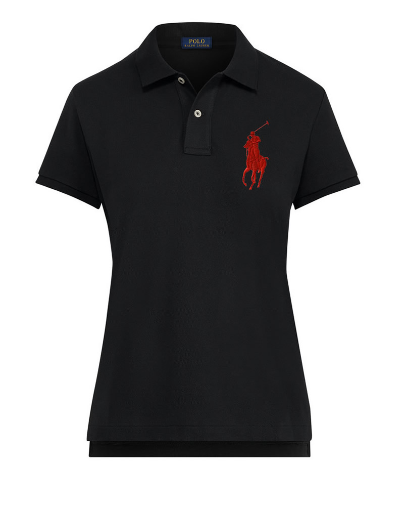 Ralph Lauren Women's Polo Shirt Big Pony. The Skinny Polo in Black/Red ...