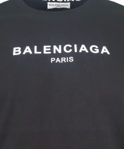 Balenciaga Short Sleeve Crew T Shirt. Paris Chest Print in Black ...