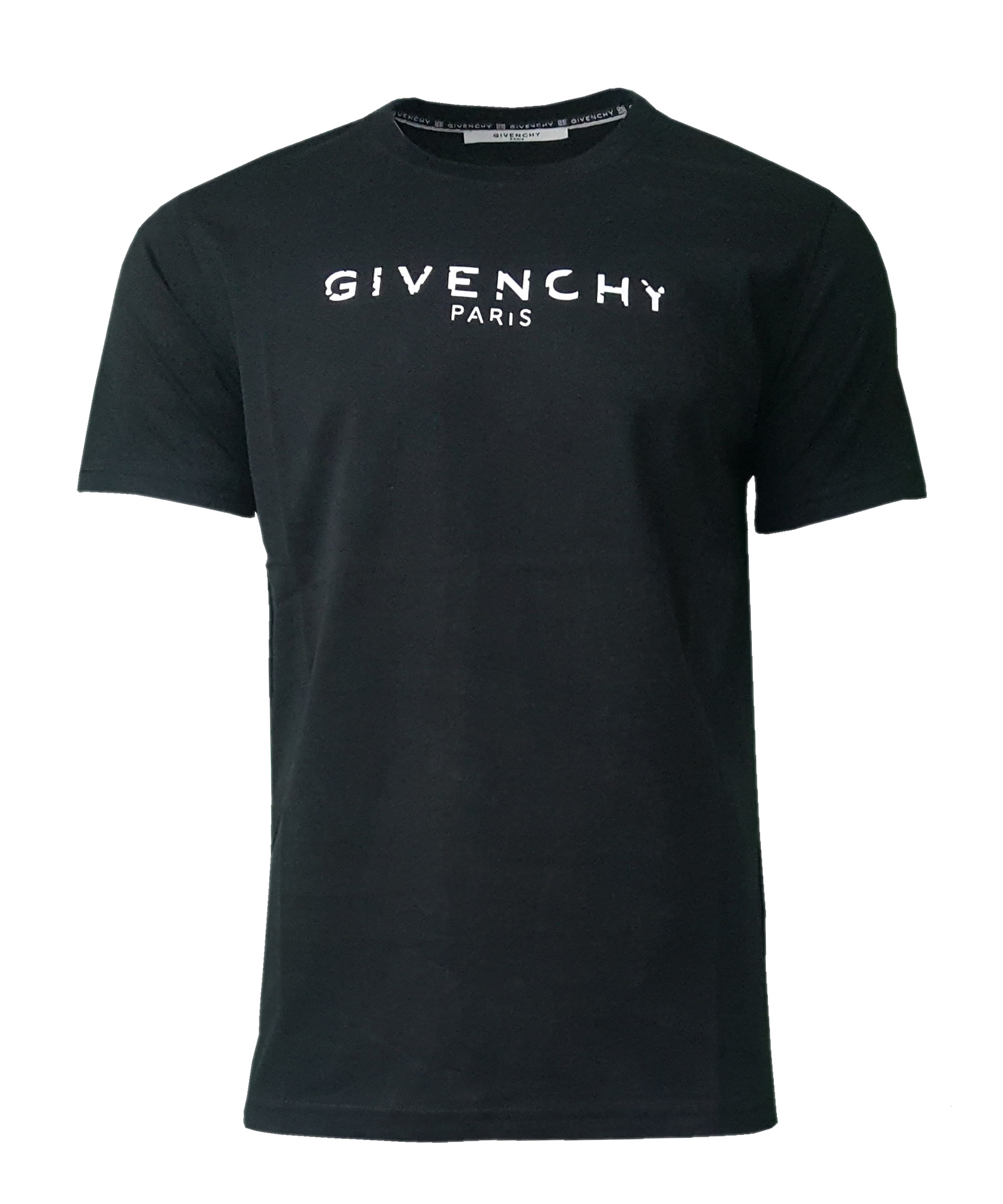 Givenchy Paris Short Sleeve Crew T Shirt. Distressed Print in Black ...