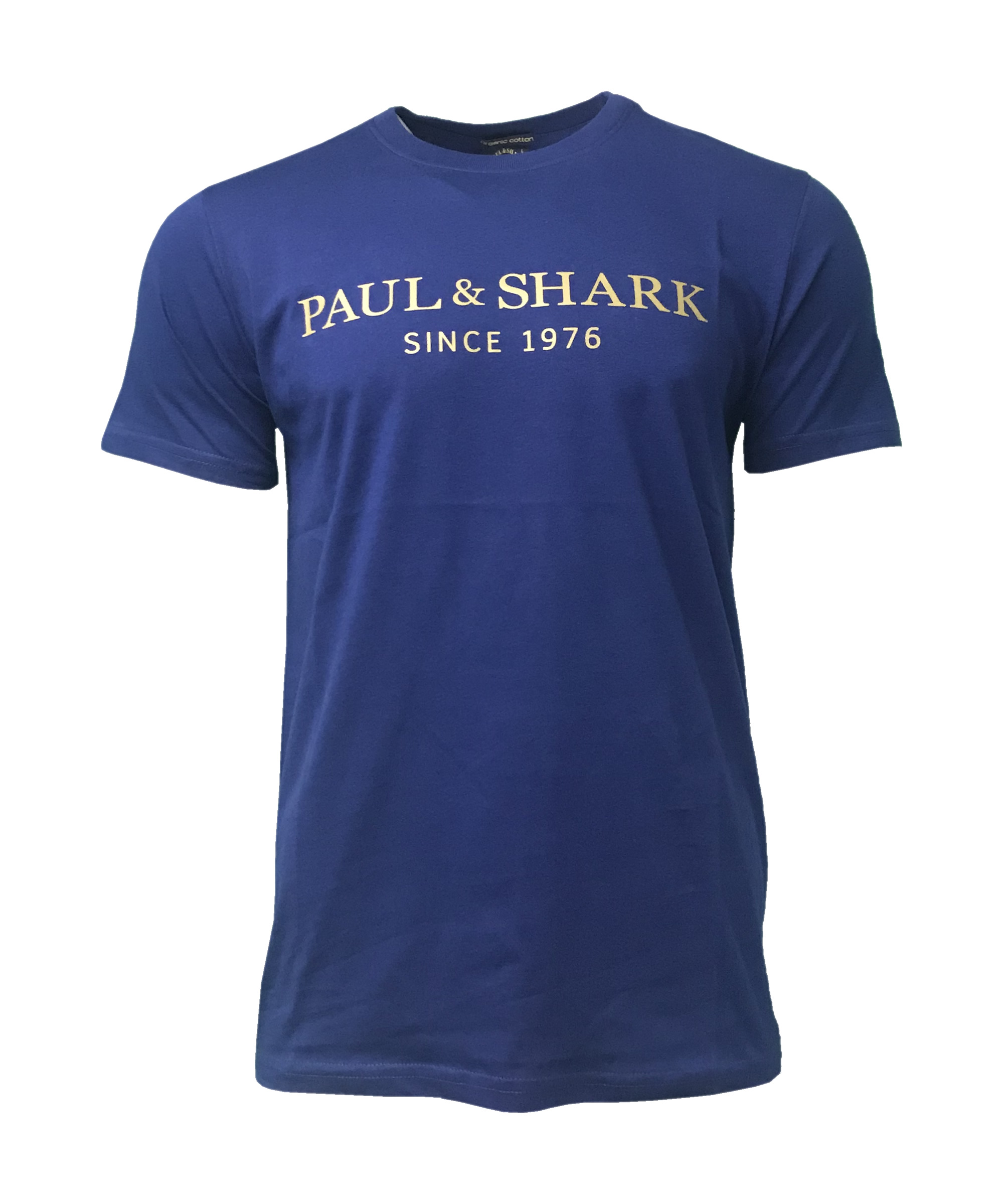 Paul and Shark Short Sleeve Crew T-Shirt in Indigo. Gold Logo ...