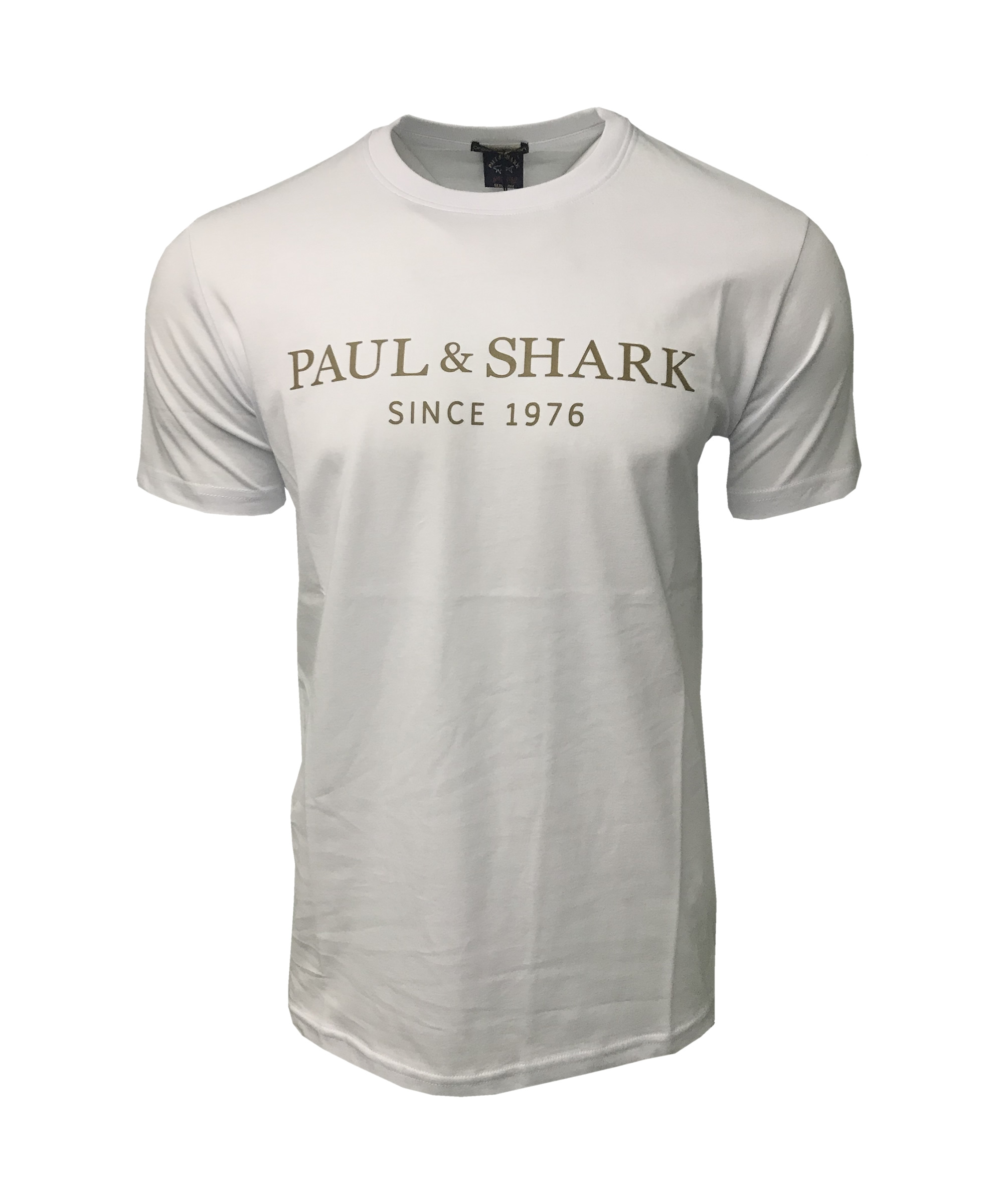 Paul and Shark Short Sleeve Crew T-Shirt in White. Gold Logo. - INTOTO7 ...